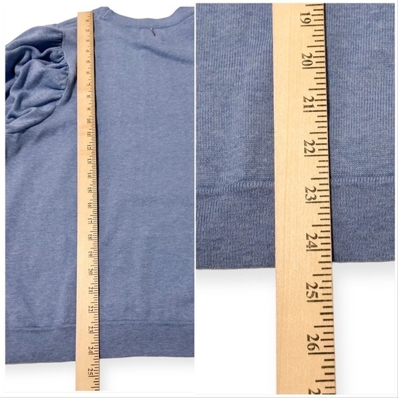 MISA‎ Los Angeles Kali Puff-Shoulder Sweater, Cotton/Cashmere, Blue, Size M - Picture 13 of 13